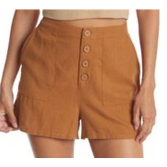 Abound Pants - NWT ABOUND Linen Blend Button Front Tan Dale Shorts, 2X